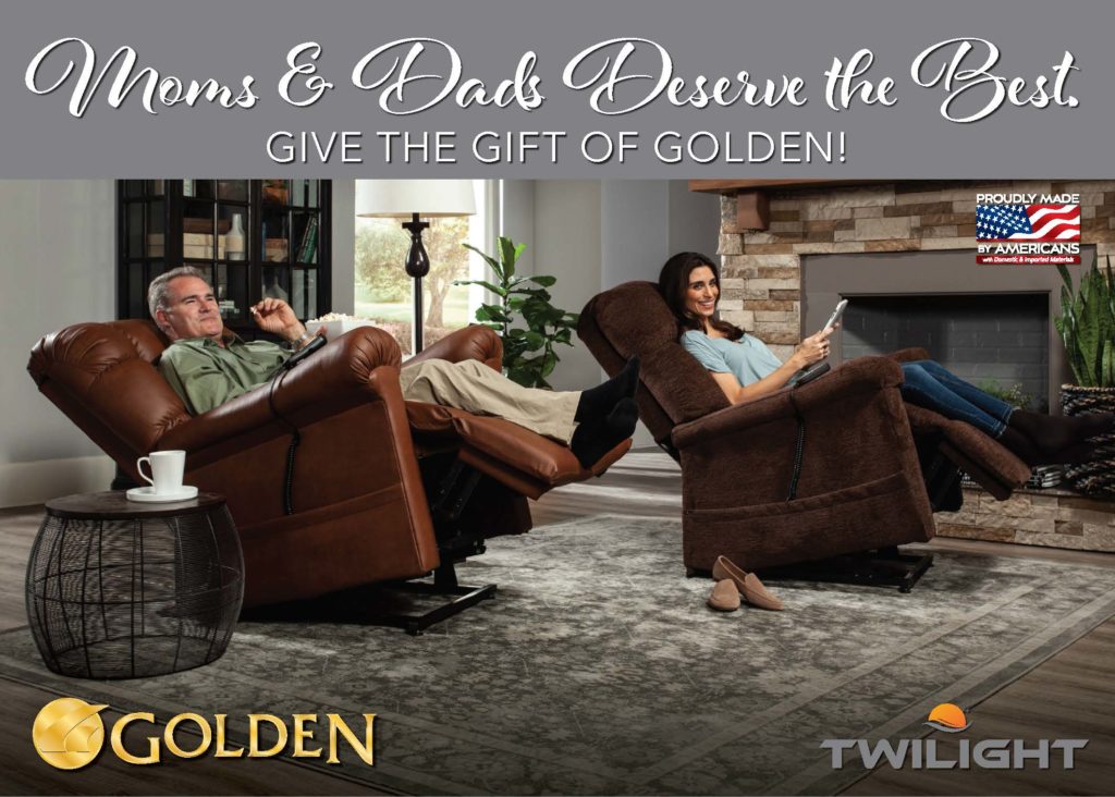Golden power lift chair / power recliner - makes the perfect Mother's Day gift.